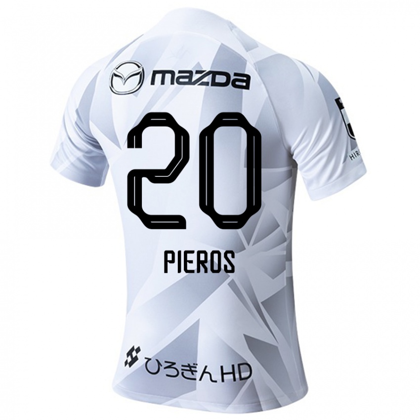 Uomo Maglia Pieros Sotiriou #20 Bianco Grigio Nero Kit Gara Away 2024/25 Maglietta