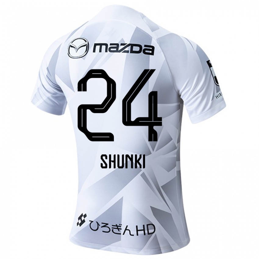 Uomo Maglia Shunki Higashi #24 Bianco Grigio Nero Kit Gara Away 2024/25 Maglietta