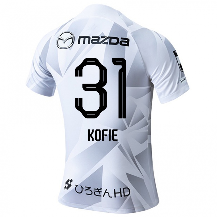 Uomo Maglia Shota Kofie #31 Bianco Grigio Nero Kit Gara Away 2024/25 Maglietta