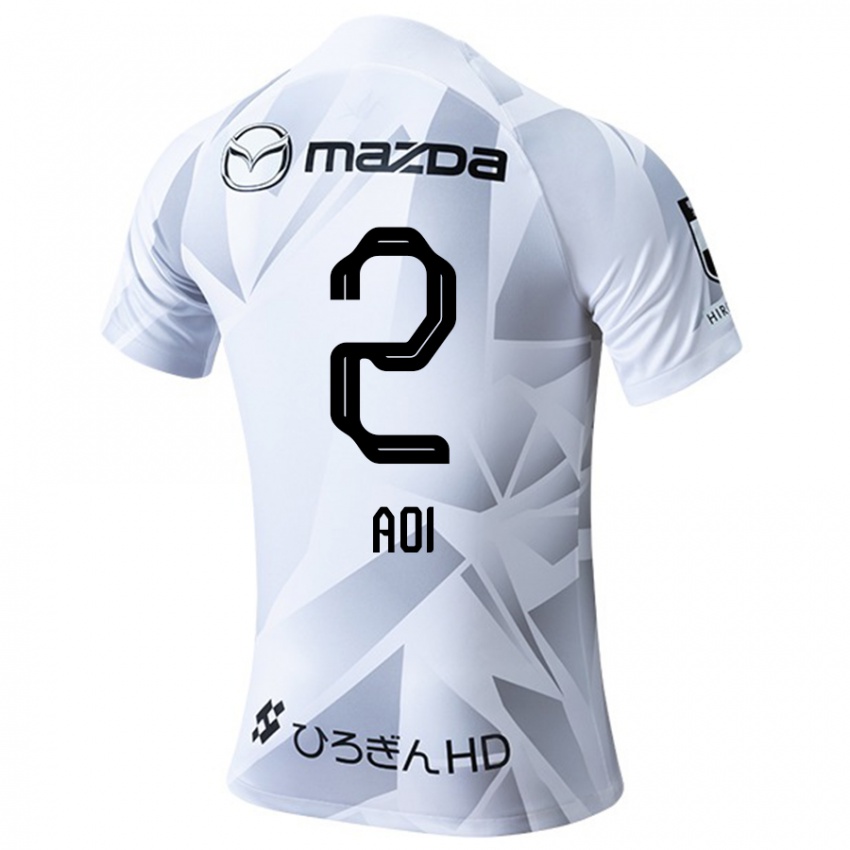 Uomo Maglia Yutaro Aoi #2 Bianco Grigio Nero Kit Gara Away 2024/25 Maglietta