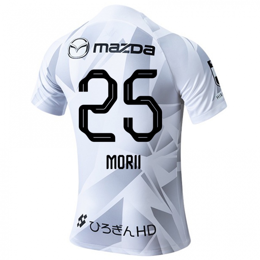 Uomo Maglia Leedo Morii #25 Bianco Grigio Nero Kit Gara Away 2024/25 Maglietta