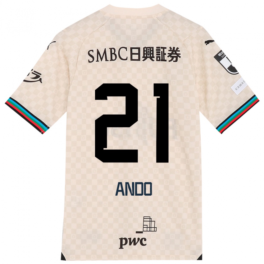 Uomo Maglia Shunsuke Ando #21 Bianco Grigio Kit Gara Away 2024/25 Maglietta