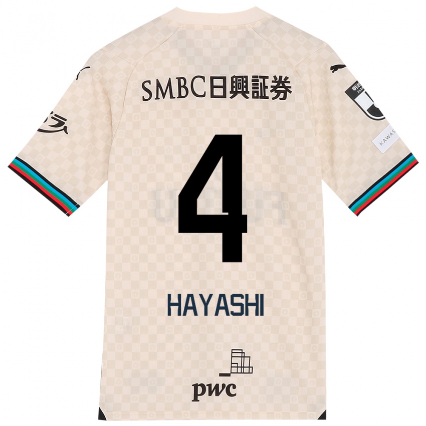 Uomo Maglia Shunsuke Hayashi #4 Bianco Grigio Kit Gara Away 2024/25 Maglietta