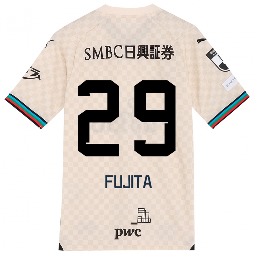 Uomo Maglia Asuto Fujita #29 Bianco Grigio Kit Gara Away 2024/25 Maglietta