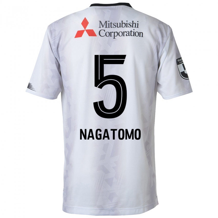 Uomo Maglia Yuto Nagatomo #5 Bianco Nero Kit Gara Away 2024/25 Maglietta