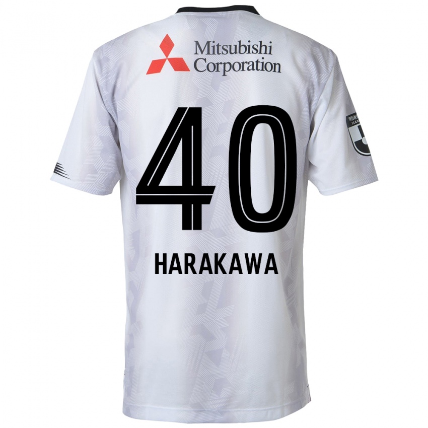 Uomo Maglia Riki Harakawa #40 Bianco Nero Kit Gara Away 2024/25 Maglietta