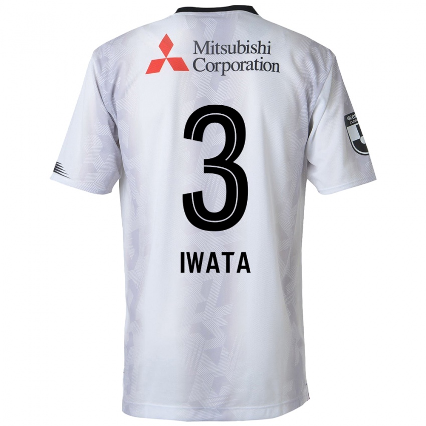 Uomo Maglia Yuki Iwata #3 Bianco Nero Kit Gara Away 2024/25 Maglietta