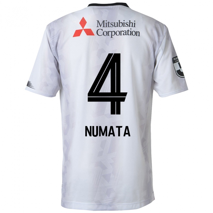 Uomo Maglia Seisa Numata #4 Bianco Nero Kit Gara Away 2024/25 Maglietta