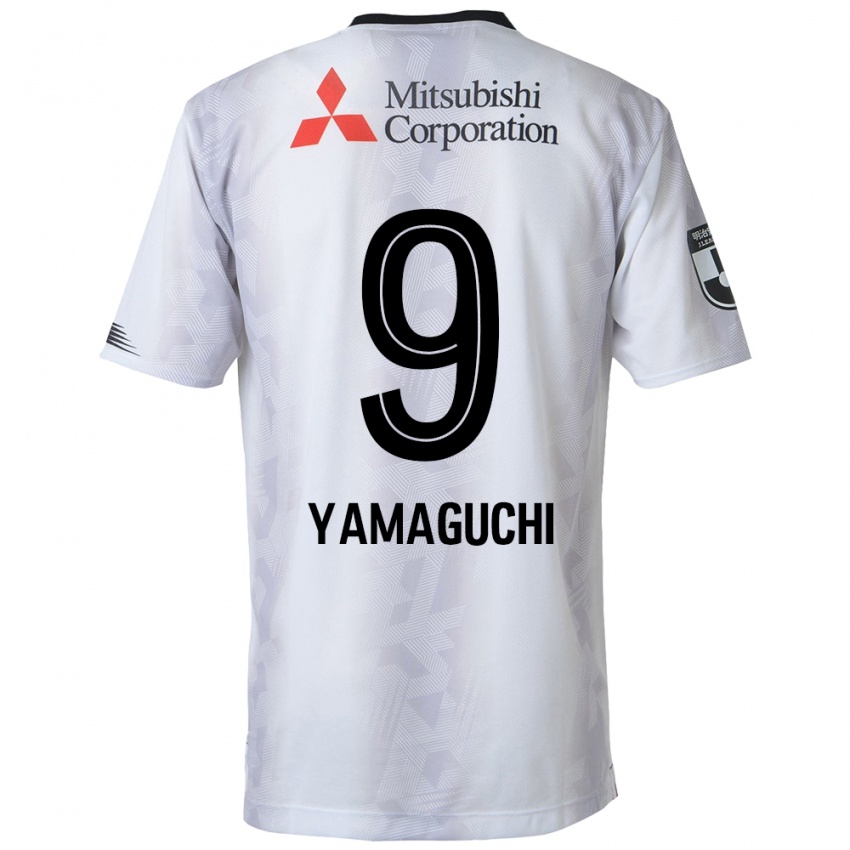 Uomo Maglia Taiyo Yamaguchi #9 Bianco Nero Kit Gara Away 2024/25 Maglietta