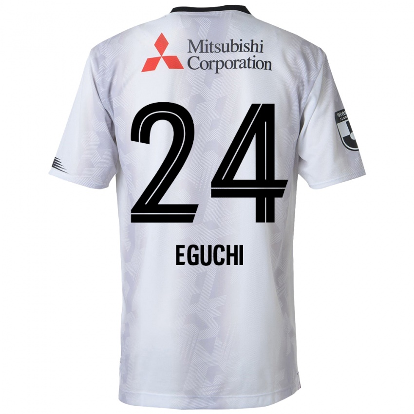 Uomo Maglia Kaito Eguchi #24 Bianco Nero Kit Gara Away 2024/25 Maglietta