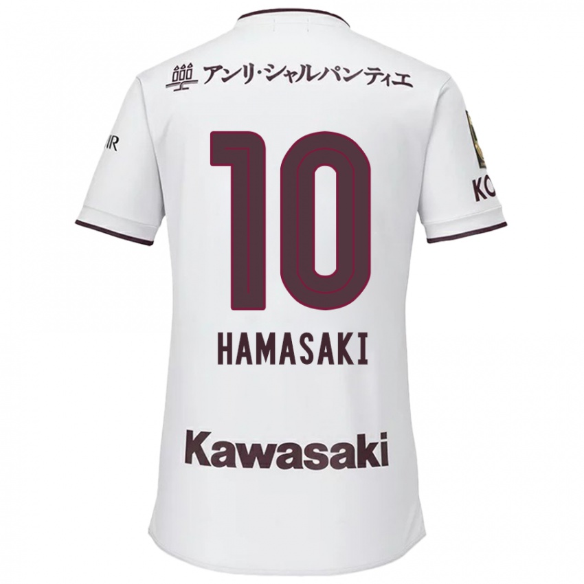 Uomo Maglia Kento Hamasaki #10 Bianco Rosso Kit Gara Away 2024/25 Maglietta