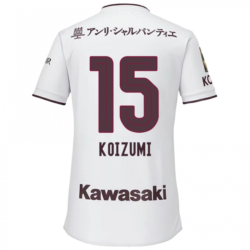 Uomo Maglia Fuga Koizumi #15 Bianco Rosso Kit Gara Away 2024/25 Maglietta