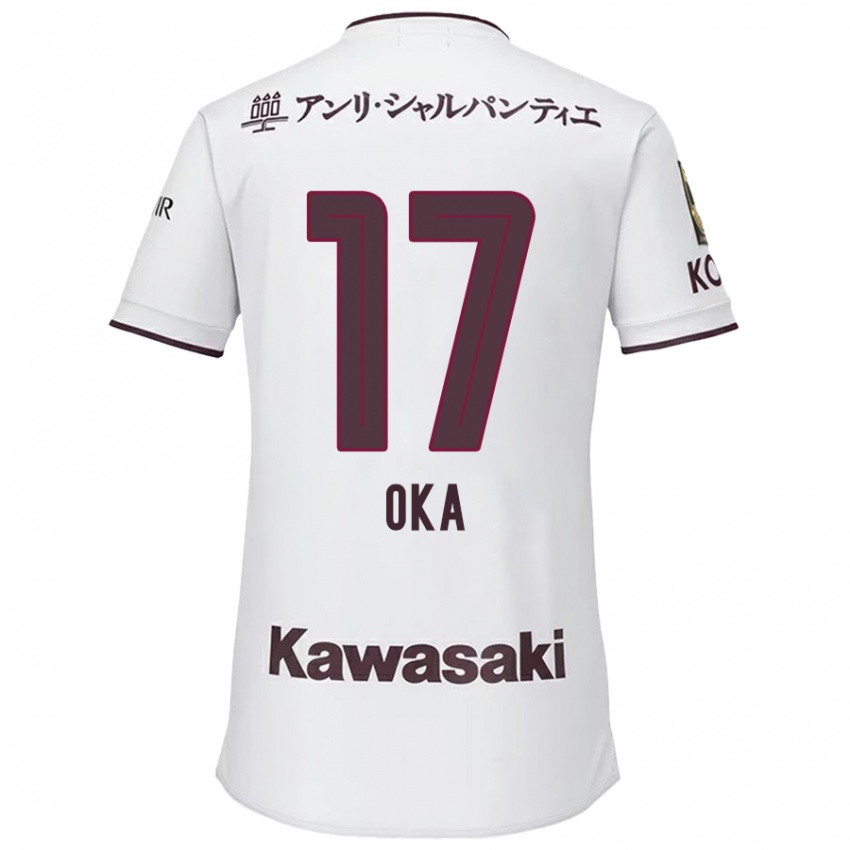 Uomo Maglia Shoei Oka #17 Bianco Rosso Kit Gara Away 2024/25 Maglietta