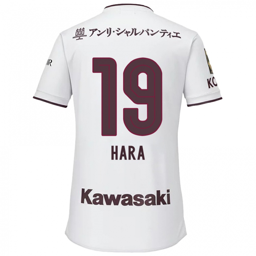 Uomo Maglia Sota Hara #19 Bianco Rosso Kit Gara Away 2024/25 Maglietta