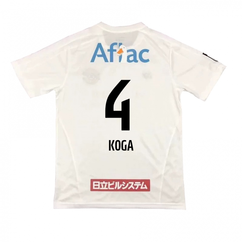 Uomo Maglia Taiyo Koga #4 Bianco Nero Kit Gara Away 2024/25 Maglietta