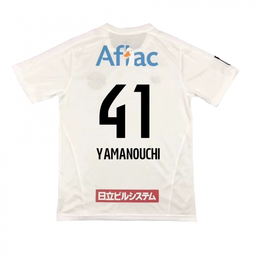 Uomo Maglia Yusei Yamanouchi #41 Bianco Nero Kit Gara Away 2024/25 Maglietta