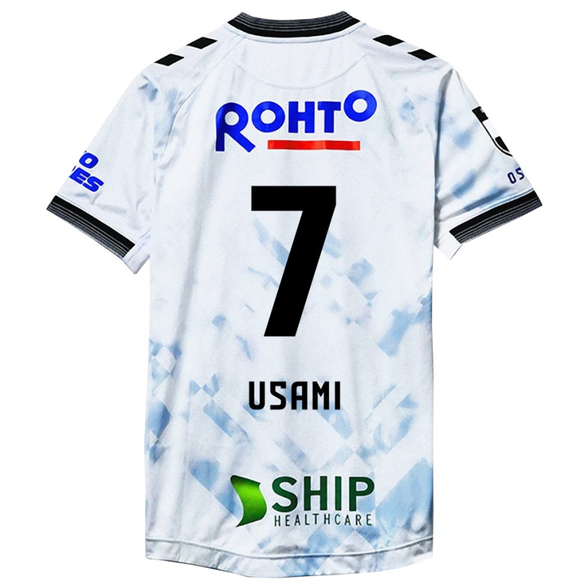 Uomo Maglia Takashi Usami #7 Bianco Nero Kit Gara Away 2024/25 Maglietta