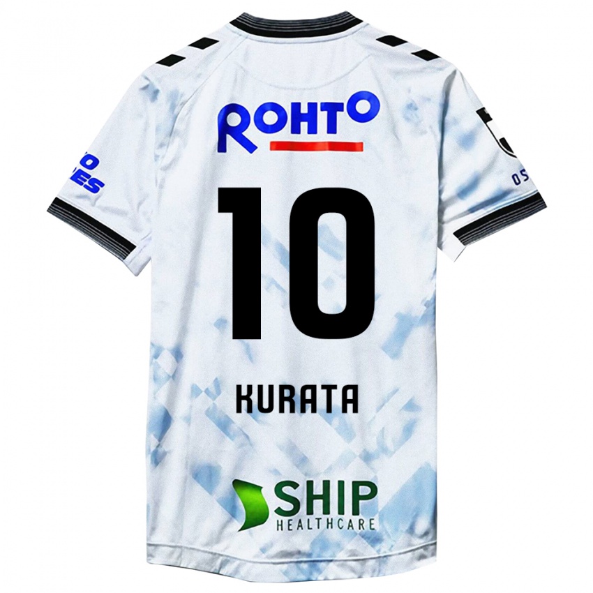 Uomo Maglia Shu Kurata #10 Bianco Nero Kit Gara Away 2024/25 Maglietta