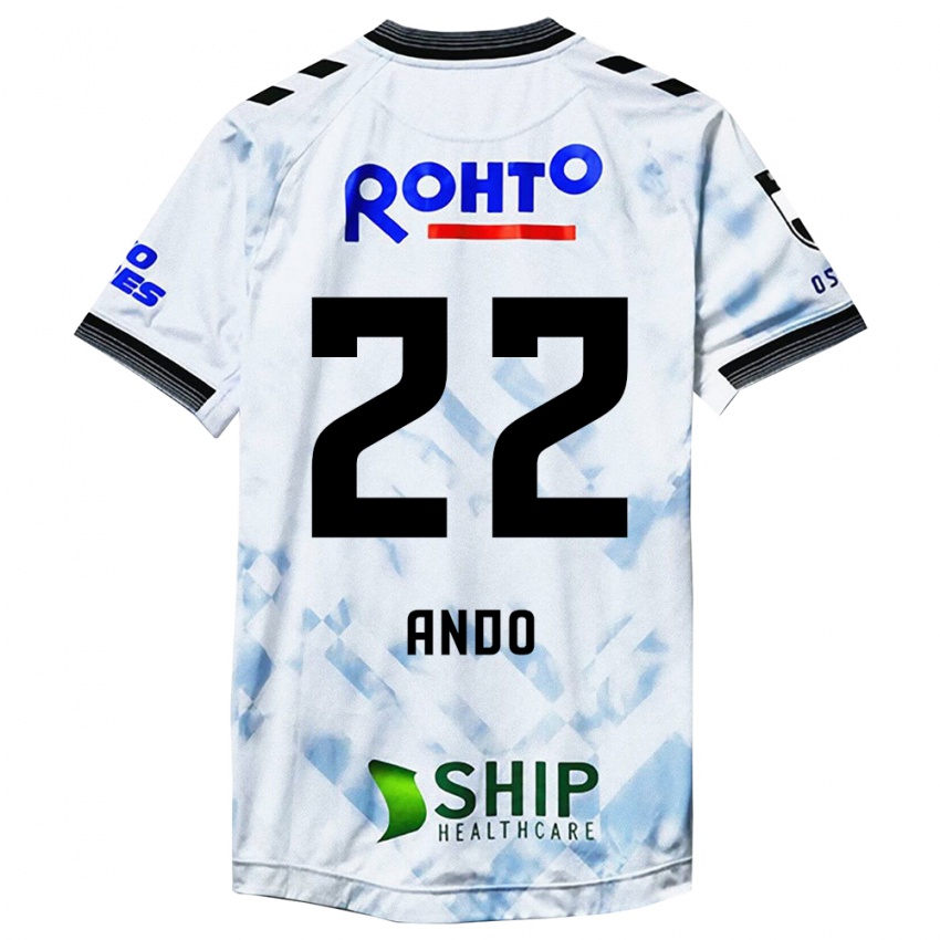 Uomo Maglia Rikuto Ando #22 Bianco Nero Kit Gara Away 2024/25 Maglietta