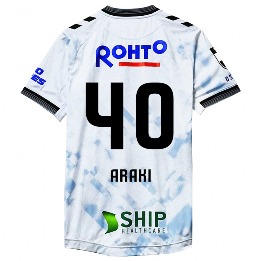 Uomo Maglia Rui Araki #40 Bianco Nero Kit Gara Away 2024/25 Maglietta