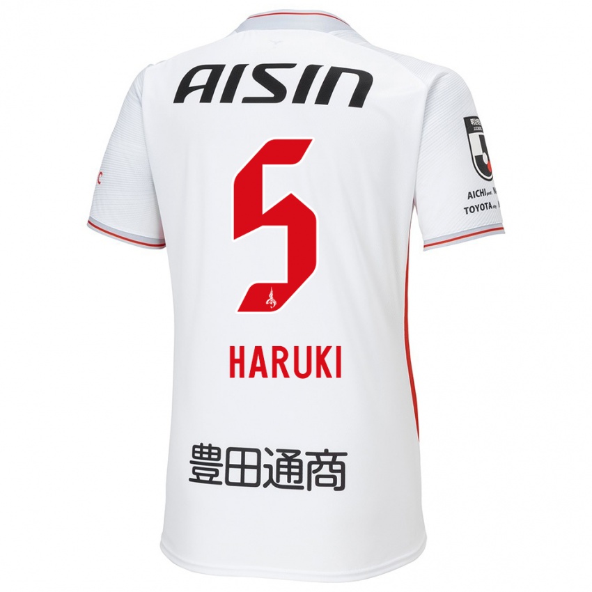 Uomo Maglia Haruki Yoshida #5 Bianco Giallo Rosso Kit Gara Away 2024/25 Maglietta