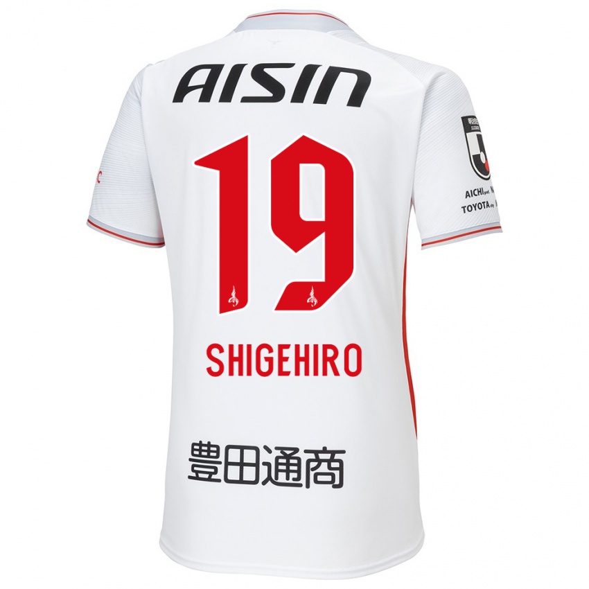 Uomo Maglia Takuya Shigehiro #19 Bianco Giallo Rosso Kit Gara Away 2024/25 Maglietta