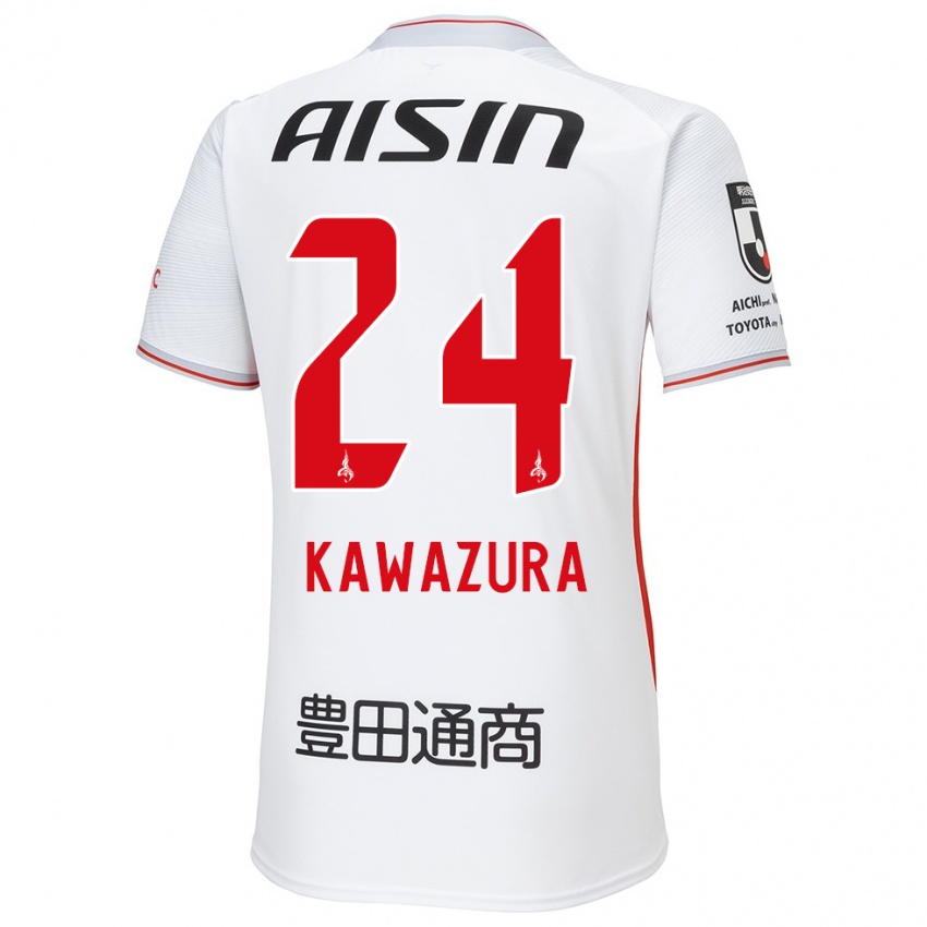 Uomo Maglia Akinari Kawazura #24 Bianco Giallo Rosso Kit Gara Away 2024/25 Maglietta