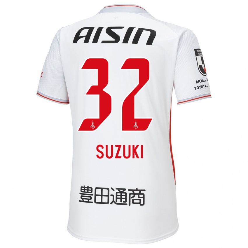 Uomo Maglia Haruto Suzuki #32 Bianco Giallo Rosso Kit Gara Away 2024/25 Maglietta