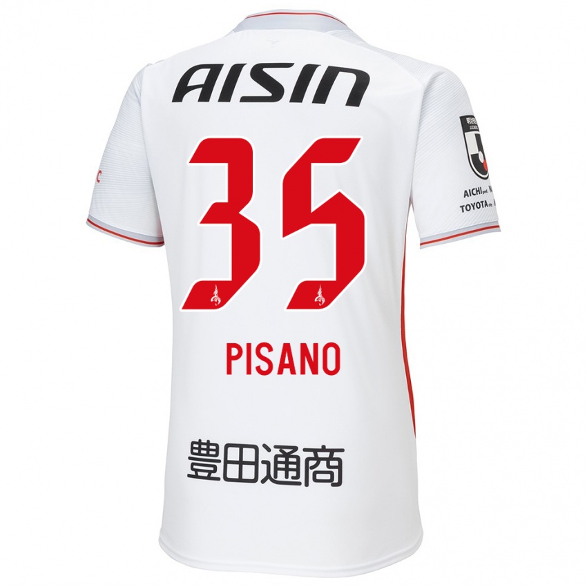 Uomo Maglia Alexandre Pisano #35 Bianco Giallo Rosso Kit Gara Away 2024/25 Maglietta