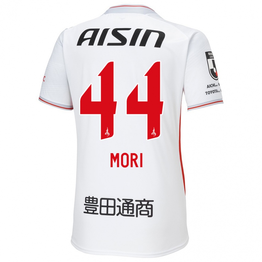 Uomo Maglia Soichiro Mori #44 Bianco Giallo Rosso Kit Gara Away 2024/25 Maglietta