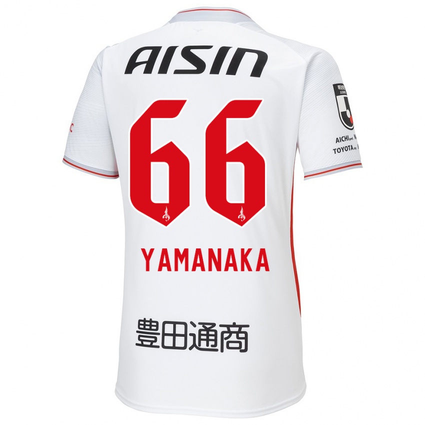 Uomo Maglia Ryosuke Yamanaka #66 Bianco Giallo Rosso Kit Gara Away 2024/25 Maglietta