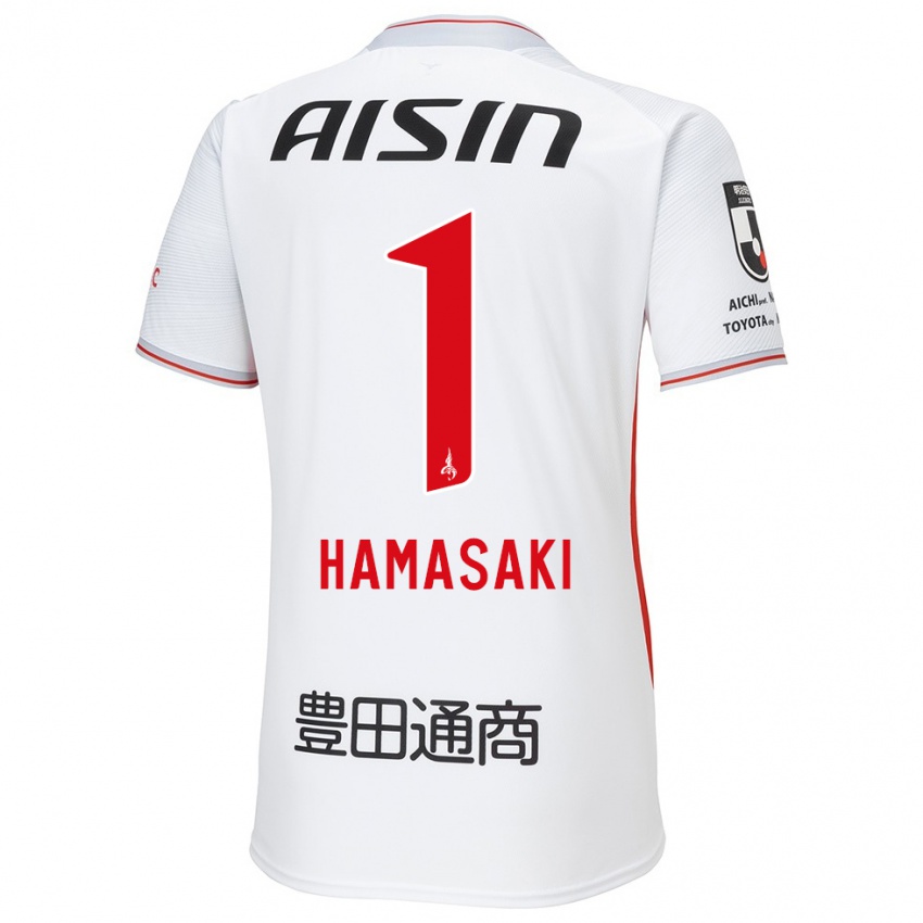 Uomo Maglia Shiki Hamasaki #1 Bianco Giallo Rosso Kit Gara Away 2024/25 Maglietta