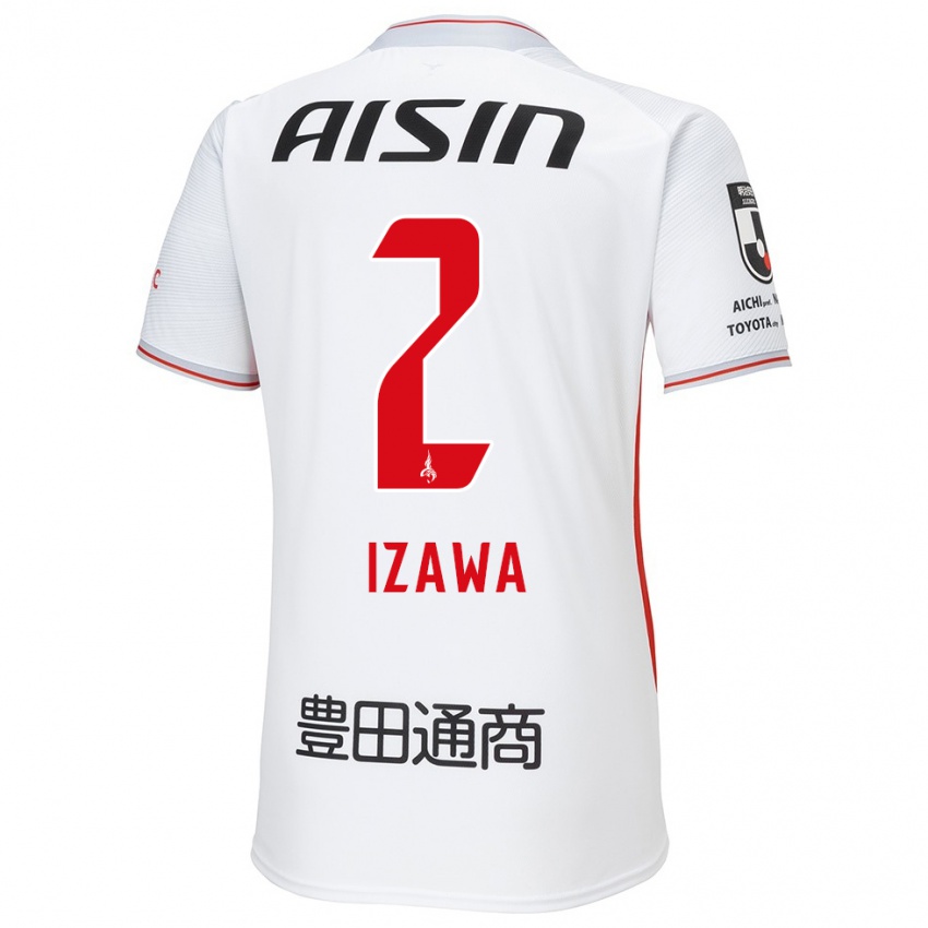 Uomo Maglia Shuto Izawa #2 Bianco Giallo Rosso Kit Gara Away 2024/25 Maglietta