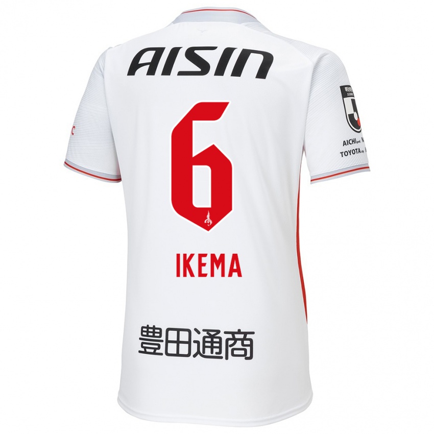 Uomo Maglia Kano Ikema #6 Bianco Giallo Rosso Kit Gara Away 2024/25 Maglietta