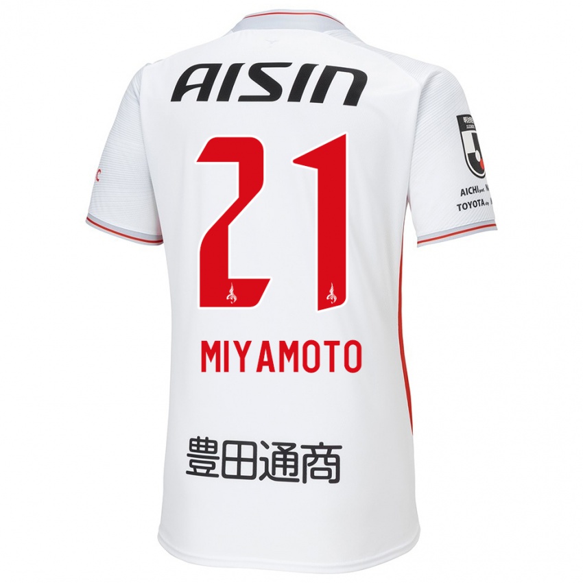 Uomo Maglia Kodai Miyamoto #21 Bianco Giallo Rosso Kit Gara Away 2024/25 Maglietta