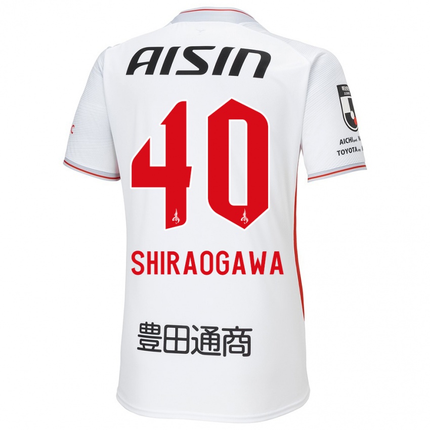 Uomo Maglia Rekuto Shiraogawa #40 Bianco Giallo Rosso Kit Gara Away 2024/25 Maglietta