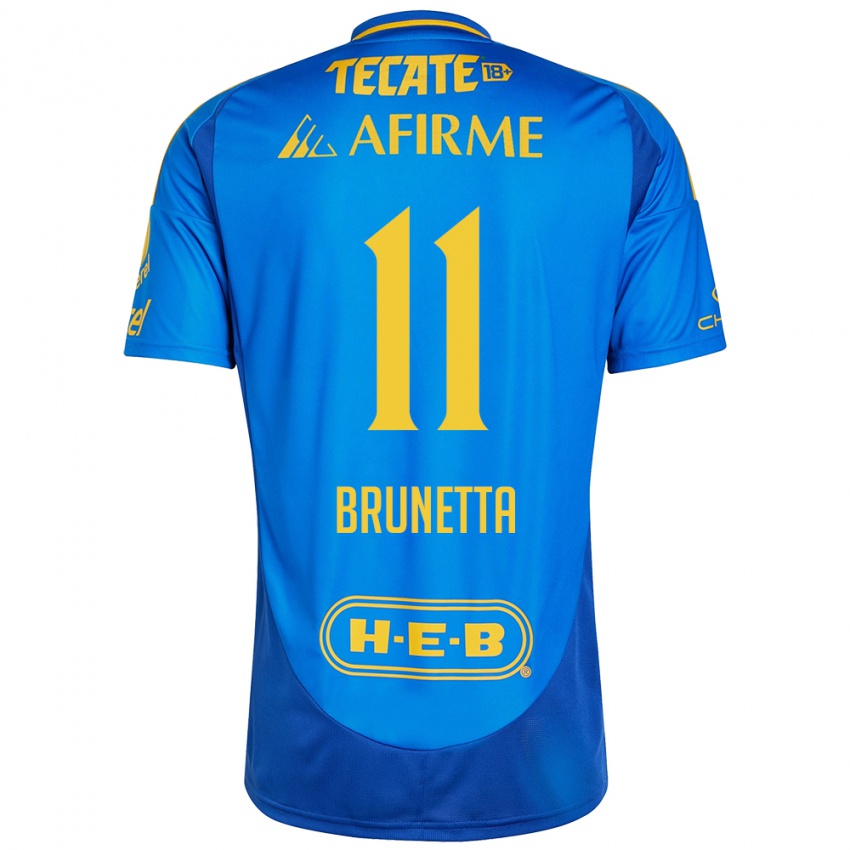 Uomo Maglia Juan Brunetta #11 Blu Giallo Kit Gara Away 2024/25 Maglietta