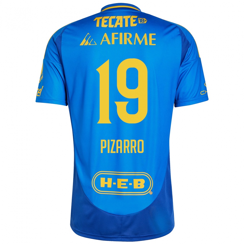 Uomo Maglia Guido Pizarro #19 Blu Giallo Kit Gara Away 2024/25 Maglietta