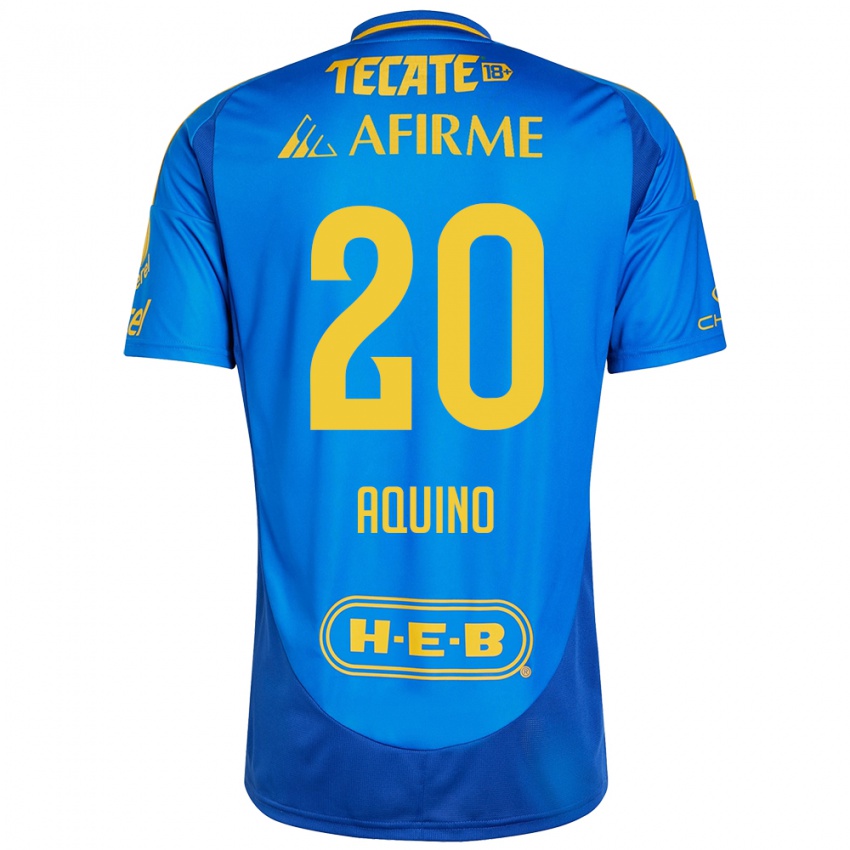 Uomo Maglia Javier Aquino #20 Blu Giallo Kit Gara Away 2024/25 Maglietta