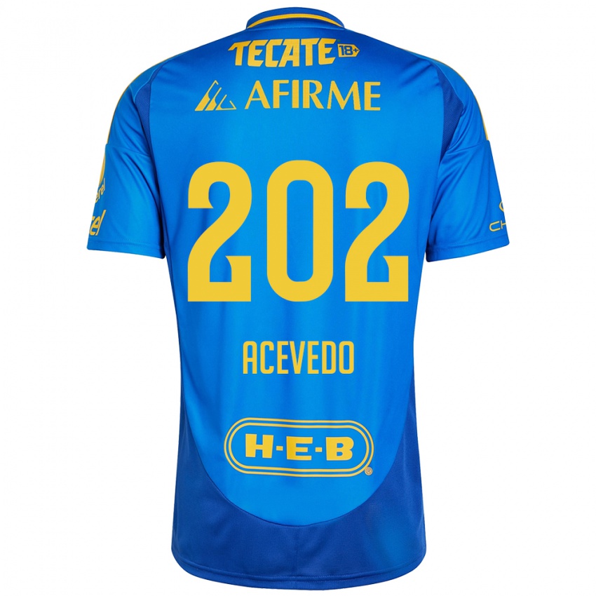 Uomo Maglia José Acevedo #202 Blu Giallo Kit Gara Away 2024/25 Maglietta