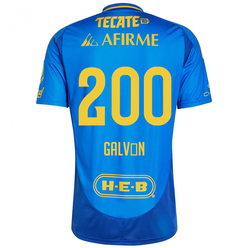 Uomo Maglia Isaias Galván #200 Blu Giallo Kit Gara Away 2024/25 Maglietta