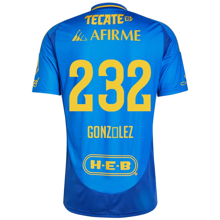 Uomo Maglia César González #232 Blu Giallo Kit Gara Away 2024/25 Maglietta