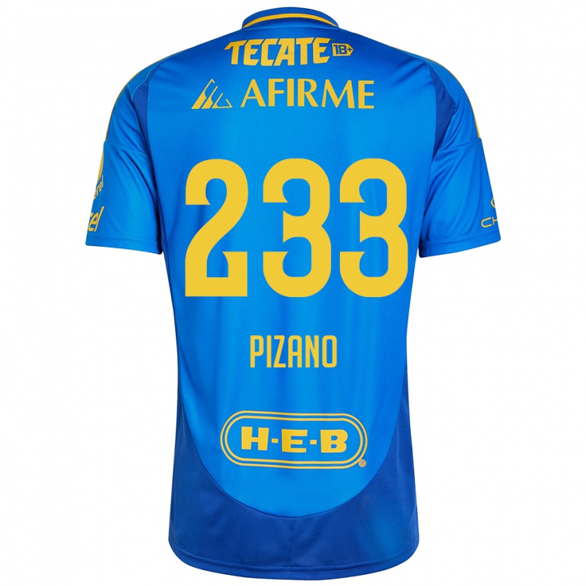 Uomo Maglia Juan Pizano #233 Blu Giallo Kit Gara Away 2024/25 Maglietta