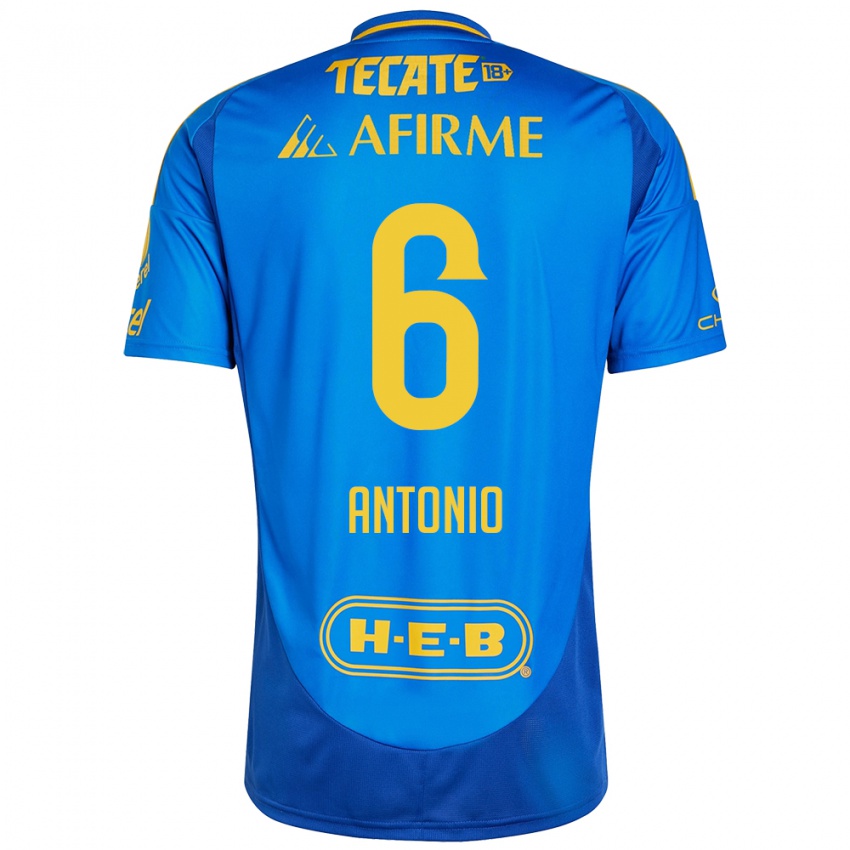 Uomo Maglia Nancy Antonio #6 Blu Giallo Kit Gara Away 2024/25 Maglietta