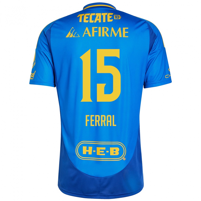 Uomo Maglia Cristina Ferral #15 Blu Giallo Kit Gara Away 2024/25 Maglietta