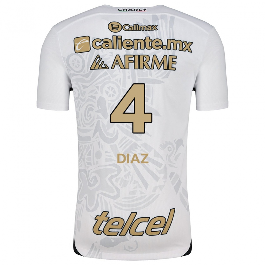 Uomo Maglia Nicolás Díaz #4 Bianco Nero Kit Gara Away 2024/25 Maglietta