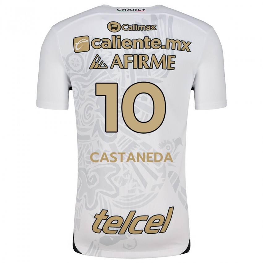 Uomo Maglia Kevin Castañeda #10 Bianco Nero Kit Gara Away 2024/25 Maglietta