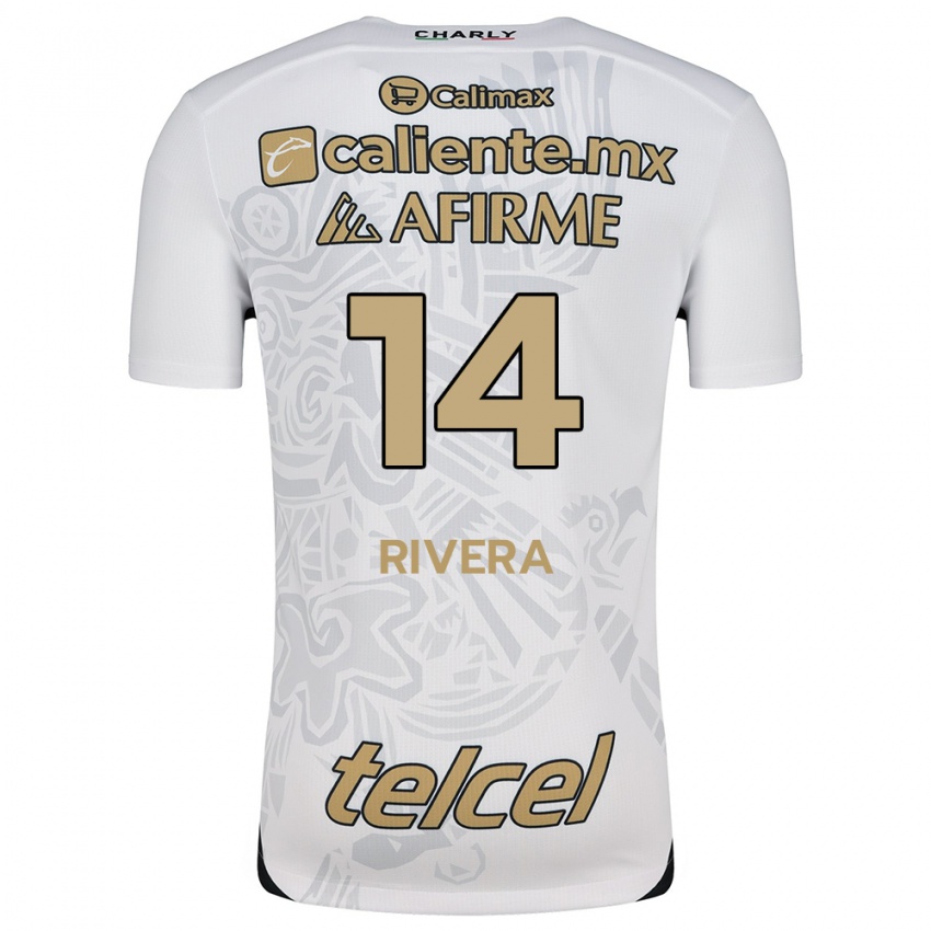 Uomo Maglia Christian Rivera #14 Bianco Nero Kit Gara Away 2024/25 Maglietta