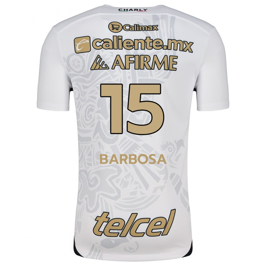 Uomo Maglia Diego Barbosa #15 Bianco Nero Kit Gara Away 2024/25 Maglietta