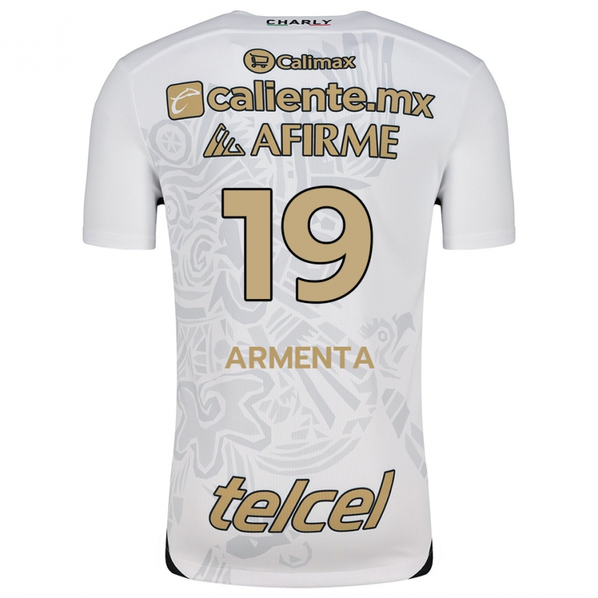 Uomo Maglia Eduardo Armenta #19 Bianco Nero Kit Gara Away 2024/25 Maglietta